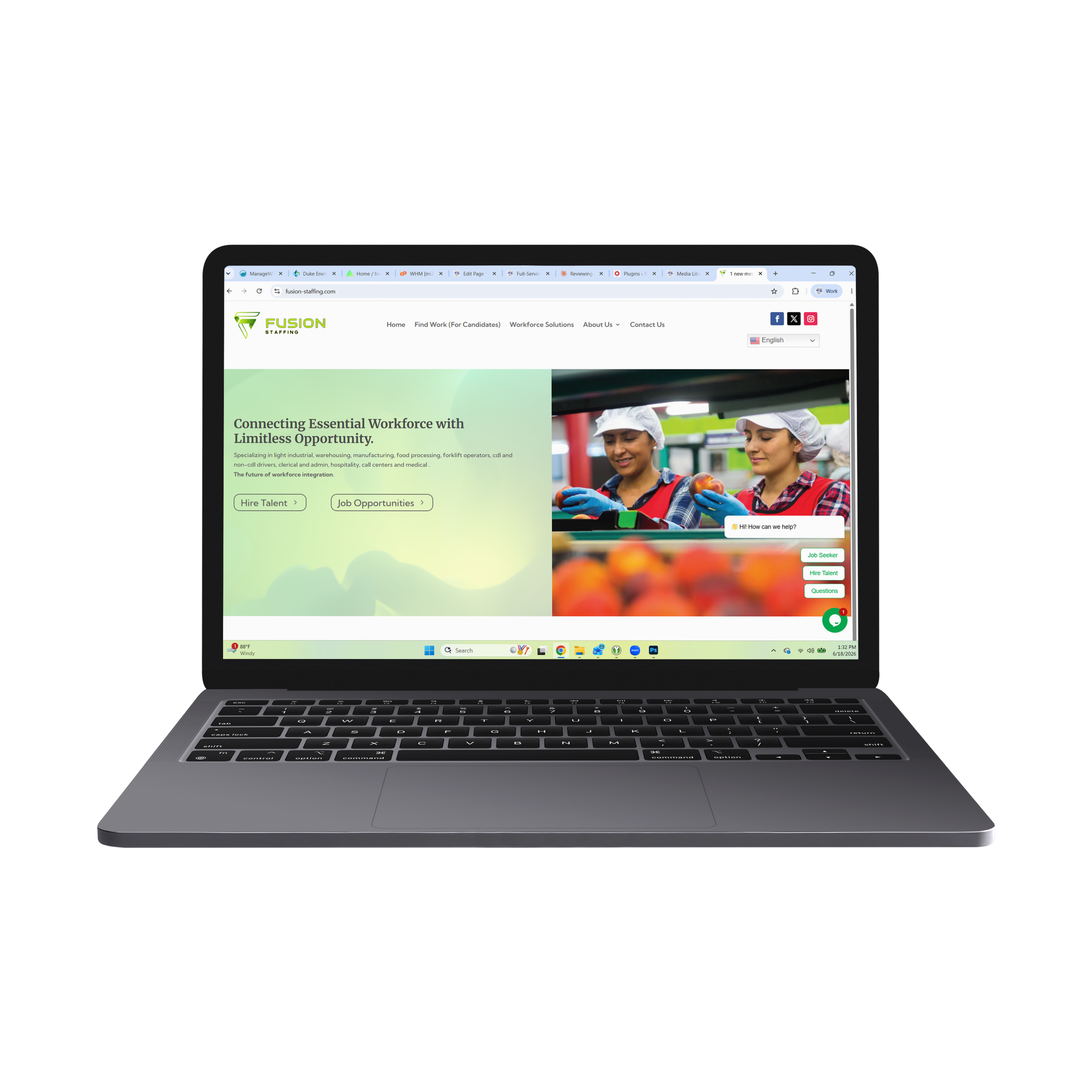 Fusion Staffing website on desktop